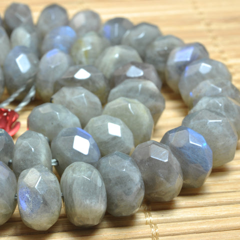 YesBeads Natural Labradorite faceted rondelle loose beads wholesale gemstone jewelry making 15"