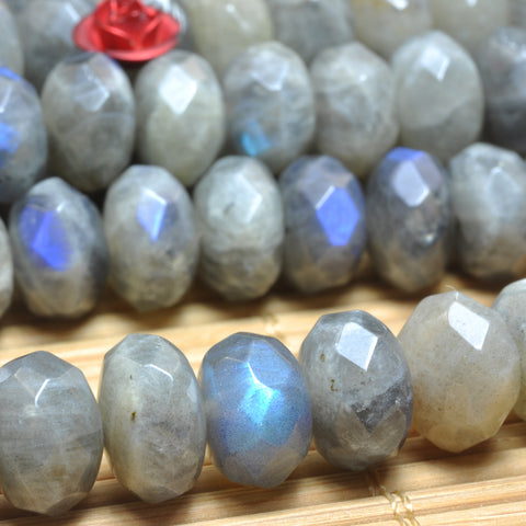 YesBeads Natural Labradorite faceted rondelle loose beads wholesale gemstone jewelry making 15"