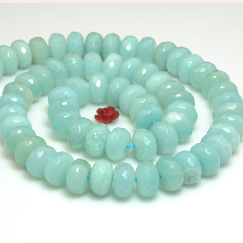 Natural Amazonite faceted rondelle beads wholesale gemstone jewelry making bracelet necklace diy