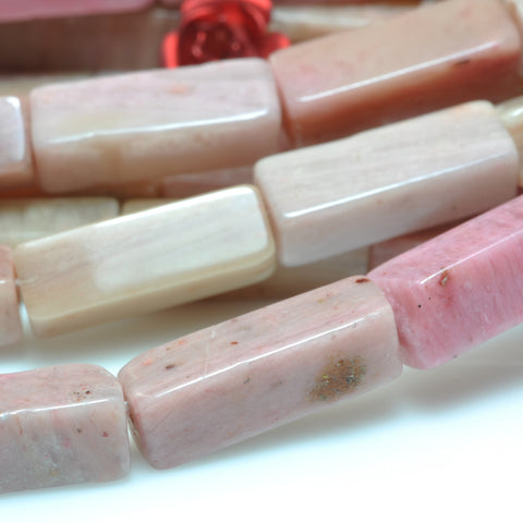 YesBeads Natural Pink Rhodonite gemstone smooth rectangle beads 4x13mm 15"