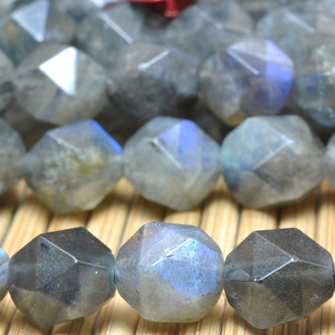YesBeads Natural Labradorite AA grade star cut faceted nugget beads 6-12mm 15"