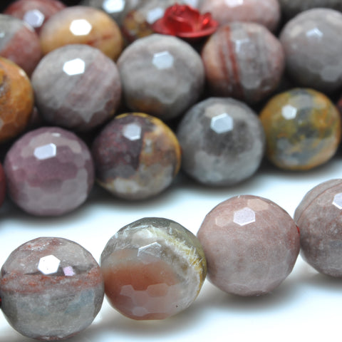 YesBeads Natural Fantasy Jasper faceted round loose beads rainbow gemstone wholesale jewelry making 15"