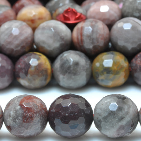 YesBeads Natural Fantasy Jasper faceted round loose beads rainbow gemstone wholesale jewelry making 15"