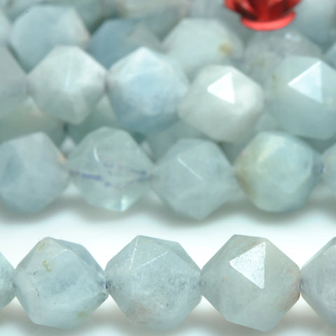 Natural Aquamarine blue gemstone star cut faceted nugget loose beads wholesale jewelry making bracelet diy