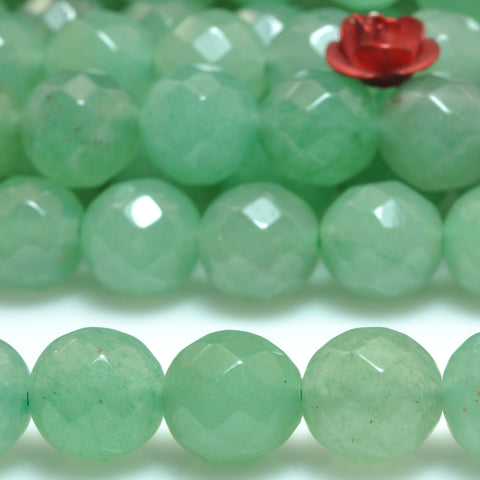 Natural Green Aventurine faceted round loose beads gemstone wholesale jewelry making bracelet necklace diy
