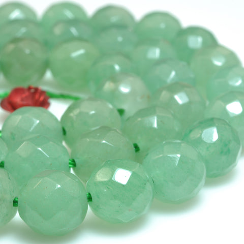 Natural Green Aventurine faceted round loose beads gemstone wholesale jewelry making bracelet necklace diy