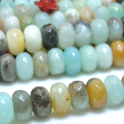Natural Amazonite Multi stone faceted rondelle beads wholesale gemstone jewelry bracelet necklace diy