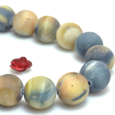 Natural Rainbow Tiger Eye matte loose round beads wholesale gemstone jewelry making necklace diy