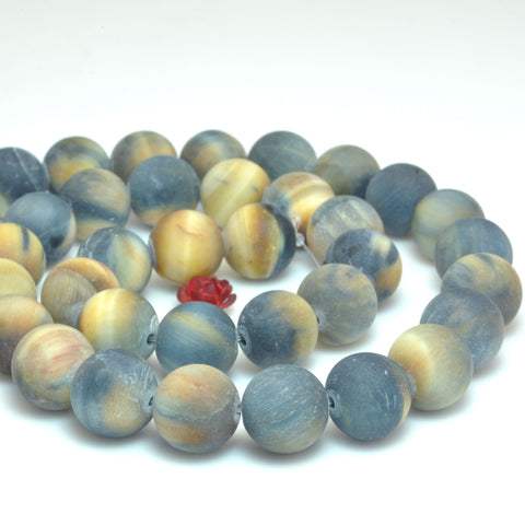 Natural Rainbow Tiger Eye matte loose round beads wholesale gemstone jewelry making necklace diy