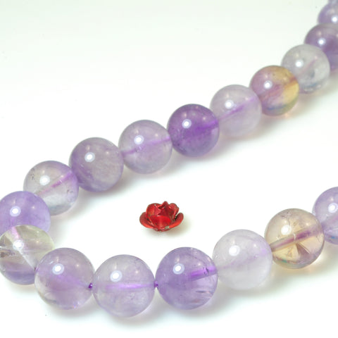 YesBeads natural Amethyst smooth round loose beads gemstone wholesale 10mm 15"