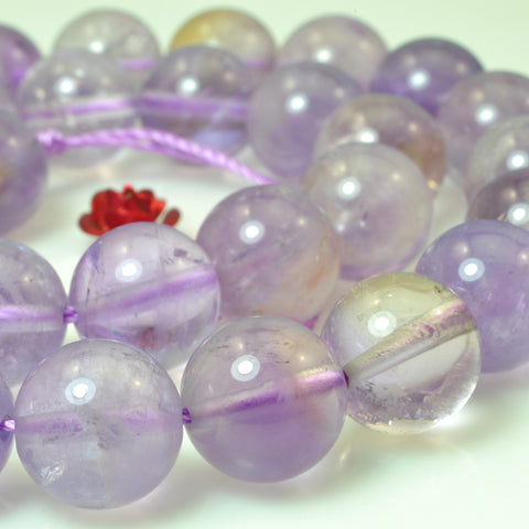 YesBeads natural Amethyst smooth round loose beads gemstone wholesale 10mm 15"