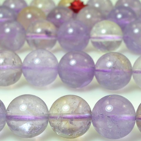 YesBeads natural Amethyst smooth round loose beads gemstone wholesale 10mm 15"