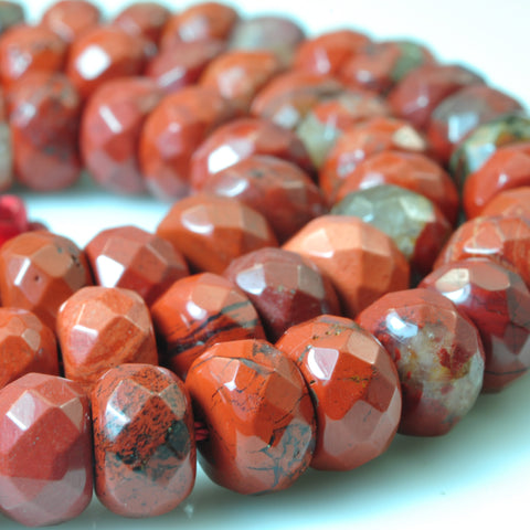 YesBeads Natural Red Jasper faceted rondelle beads gemstone wholesale jewelry 15"