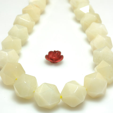 YesBeads Natural Moonstone creamy star cut faceted nugget beads wholesale gemstone jewelry making 15"