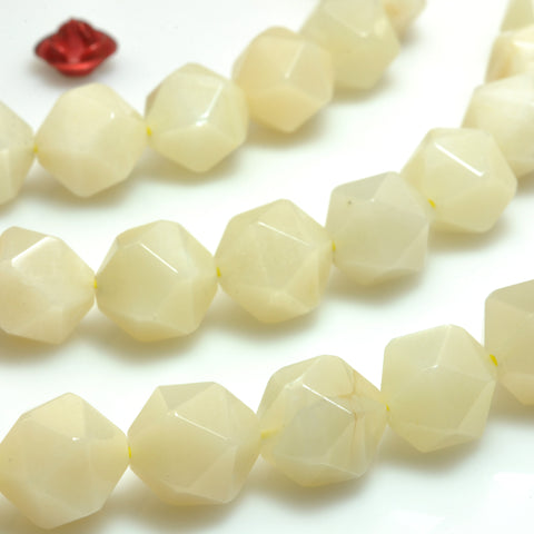 YesBeads Natural Moonstone creamy star cut faceted nugget beads wholesale gemstone jewelry making 15"