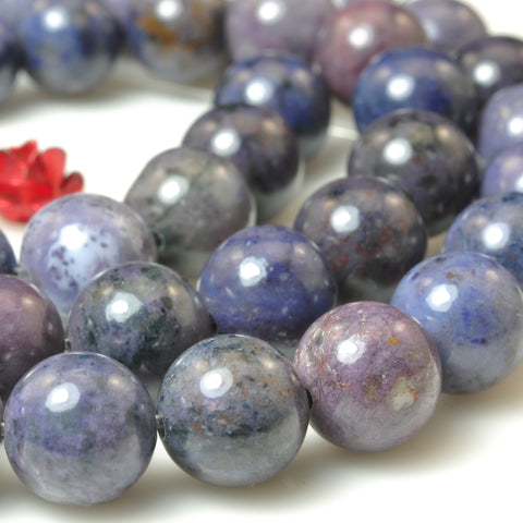 Natural Purple Dumortierite smooth round loose beads gemstone wholesale for jewelry making 6mm8mm15"