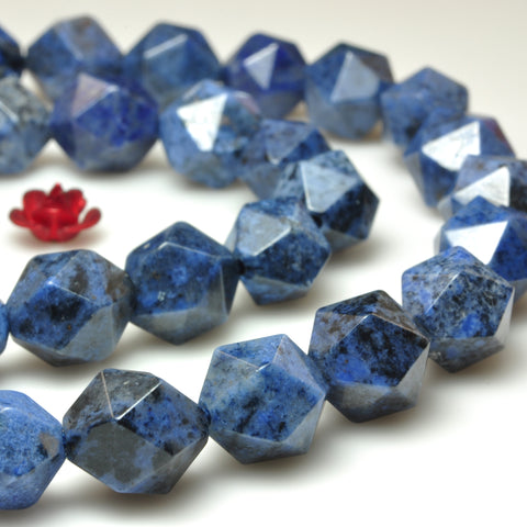 YesBeads Natural Blue Dumortierite star cut faceted nugget beads gemstone wholesale jewelry making 15"