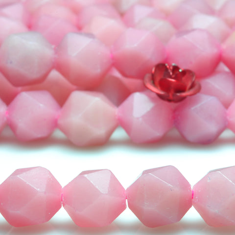 YesBeads Pink Opal gemstone faceted star cut nugget beads wholesale jewelry 15"