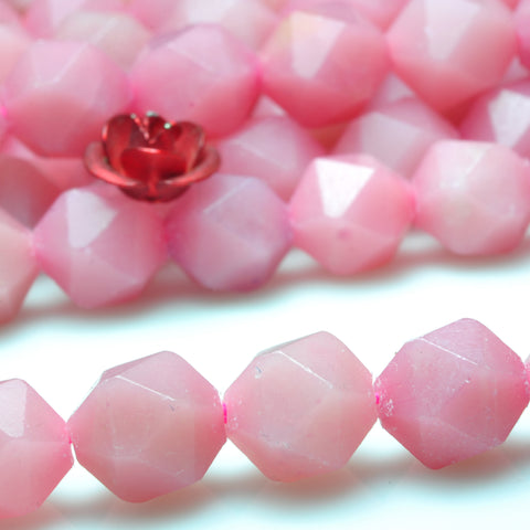 YesBeads Pink Opal gemstone faceted star cut nugget beads wholesale jewelry 15"