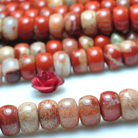 YesBeads Natural Red Jasper smooth rondelle loose beads gemstone wholesale jewelry making 15"