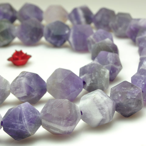 YesBeads natural dog tooth Amethyst matte star cut faceted nugget beads gemstone 15"