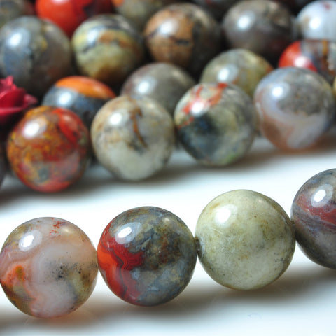 YesBeads Natural Morocco Lace Agate smooth round loose beads wholesale gemstone jewelry making 15"