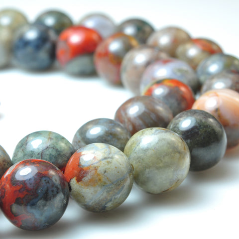 YesBeads Natural Morocco Lace Agate smooth round loose beads wholesale gemstone jewelry making 15"