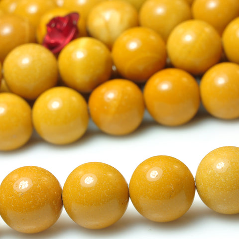 YesBeads Natural Yellow Mookaite smooth round beads gemstone 8mm 10mm 15"