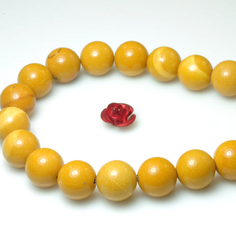 YesBeads Natural Yellow Mookaite smooth round beads gemstone 8mm 10mm 15"