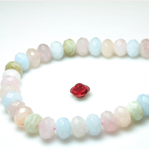 YesBeads natural Morganite mix gemstone faceted rondelle loose beads 5x8mm 15"