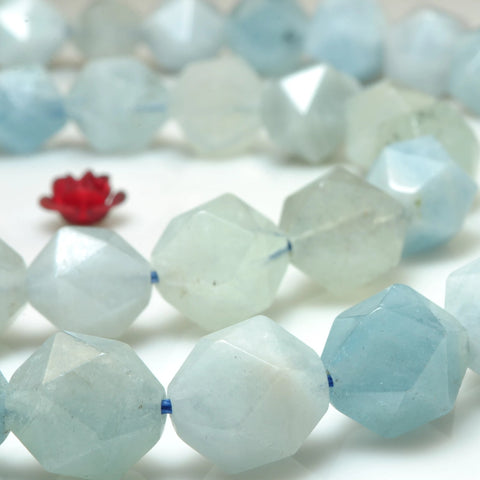 Natural Aquamarine blue gemstone star cut faceted nugget loose beads wholesale jewelry making bracelet diy