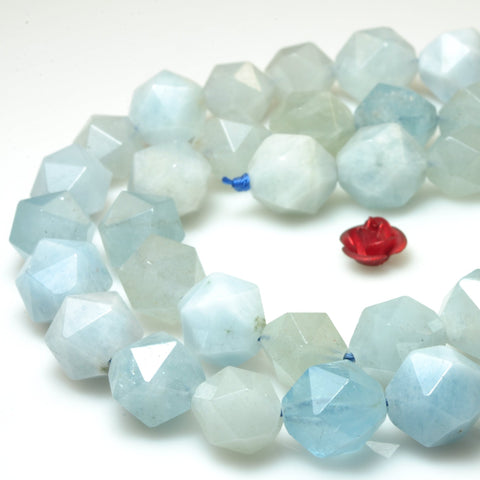 Natural Aquamarine blue gemstone star cut faceted nugget loose beads wholesale jewelry making bracelet diy