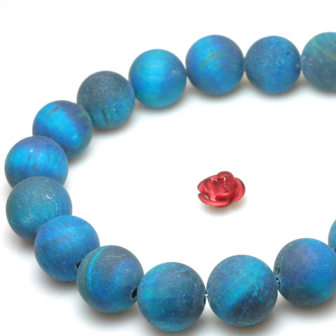 Blue tiger eye stone matte round loose beads wholesale gemstone for jewelry making bracelet necklace diy 6mm-12mm