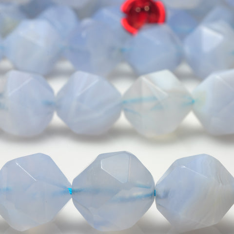 Natural Blue Lace Agate gemstone star cut faceted nugget beads wholesale gemstone jewelry making bracelect necklace diy