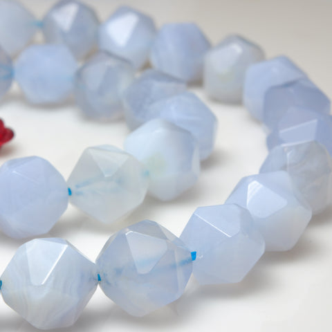 Natural Blue Lace Agate gemstone star cut faceted nugget beads wholesale gemstone jewelry making bracelect necklace diy