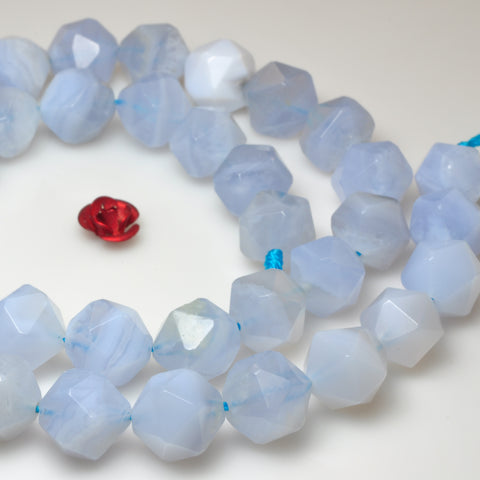 Natural Blue Lace Agate gemstone star cut faceted nugget beads wholesale gemstone jewelry making bracelect necklace diy