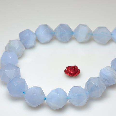 Natural Blue Lace Agate gemstone star cut faceted nugget beads wholesale gemstone jewelry making bracelect necklace diy