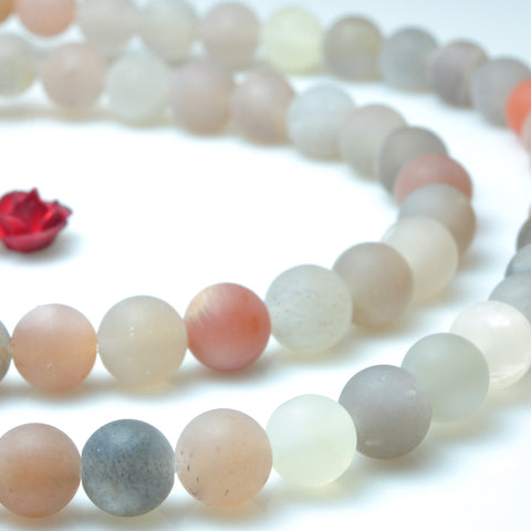 YesBeads Natural Sunstone matte round beads multicolour gemstone wholesale jewelry 15"