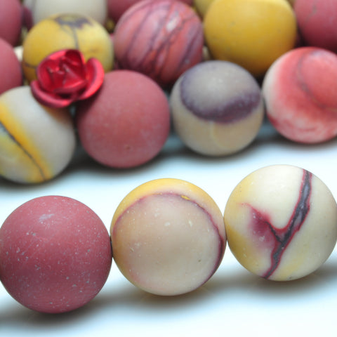 YesBeads Natural Mookaite matte round loose beads wholesale gemstone jewelry making 15"
