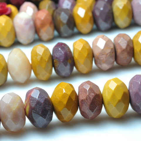 YesBeads Natural Mookaite faceted rondelle beads wholesale gemstone jewelry making 15"
