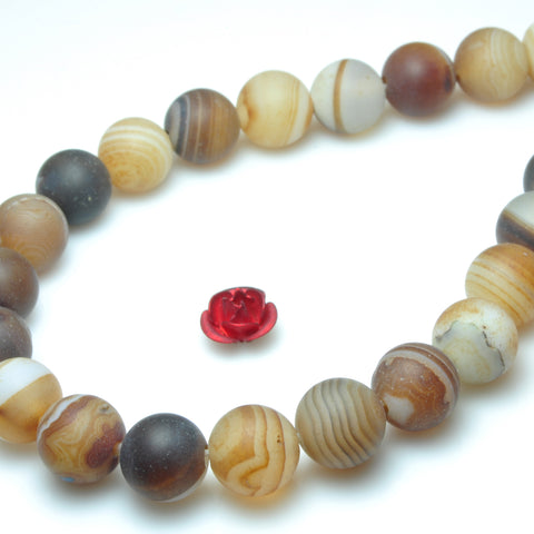 YesBeads Brown Banded Agate matte round beads gemstone 6mm 8mm 15"