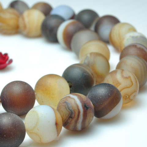 YesBeads Brown Banded Agate matte round beads gemstone 6mm 8mm 15"