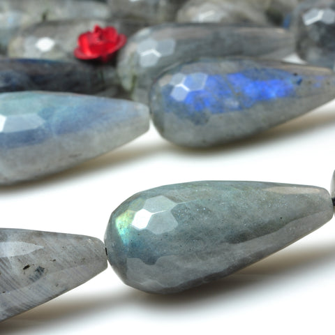 Natural Labradorite faceted teardrop beads gray gemstone wholesale jewelry making earings diy