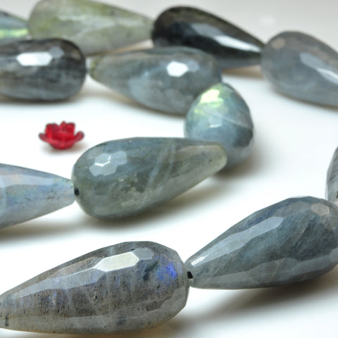 Natural Labradorite faceted teardrop beads gray gemstone wholesale jewelry making earings diy