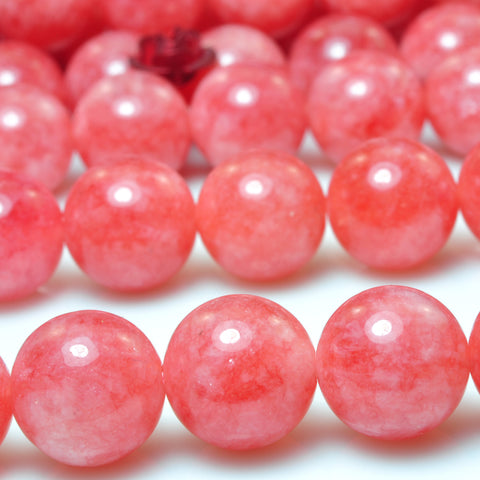 YesBeads Malaysia Jade smooth round loose beads red jade gemstone wholesale jewelry making 15"