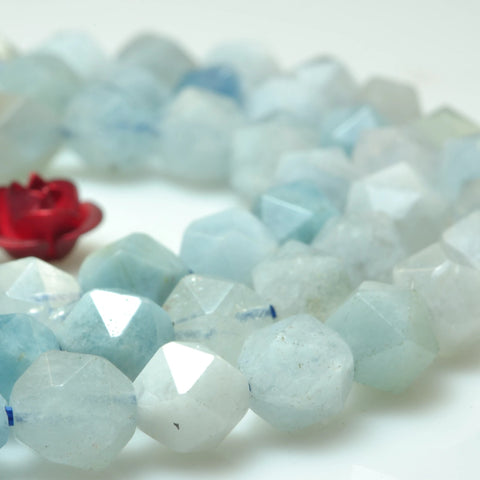 Natural Aquamarine blue gemstone star cut faceted nugget loose beads wholesale jewelry making bracelet diy
