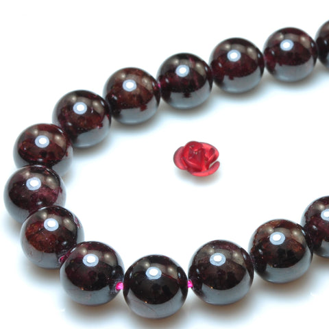 Natural Red Garnet Stone smooth round loose beads gemstone wholesale jewelry making diy bracelet necklace