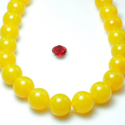 YesBeads Yellow Agate gemstone smooth round beads wholesale 10mm 15"