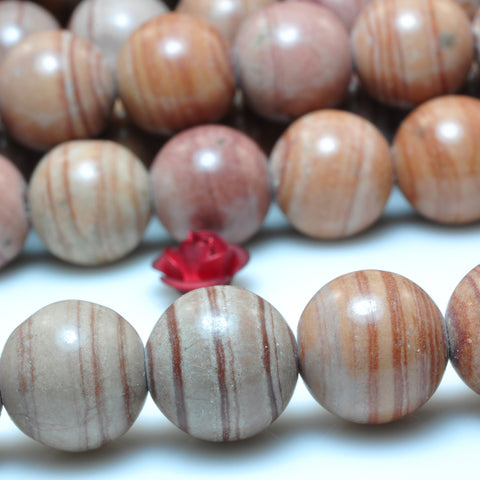 YesBeads Pink Banded Jasper smooth round beads gemstone 6mm-10mm 15"