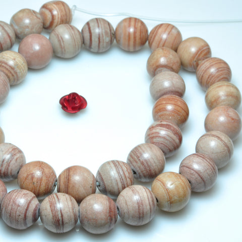 YesBeads Pink Banded Jasper smooth round beads gemstone 6mm-10mm 15"